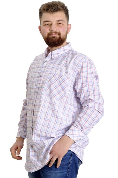 ModeXL Mode Xl Ανδρικό Πουκάμισο Μεγάλου Μεγέθους Καρό Μακρυμάνικο 23300 Salmon