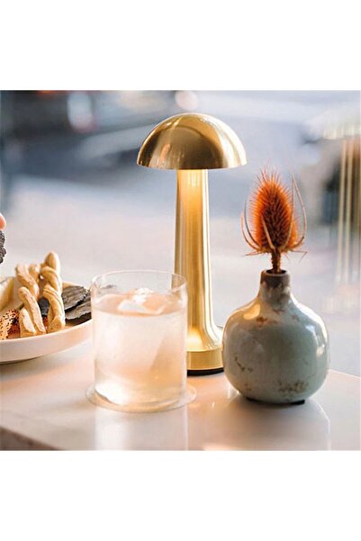 Ucuz Geldi Şarjlı Masa Lambası Dimmerli Dekoratif Abajur Cata Lizbon Gold Dokunmatik Sunum Lambası 3 Renk Modu