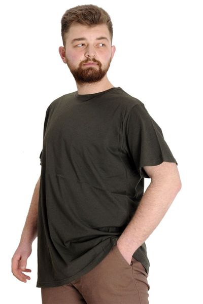 ModeXL Ανδρική μπλούζα Mode Xl Large Size Crew Neck Basic 20031 Χακί