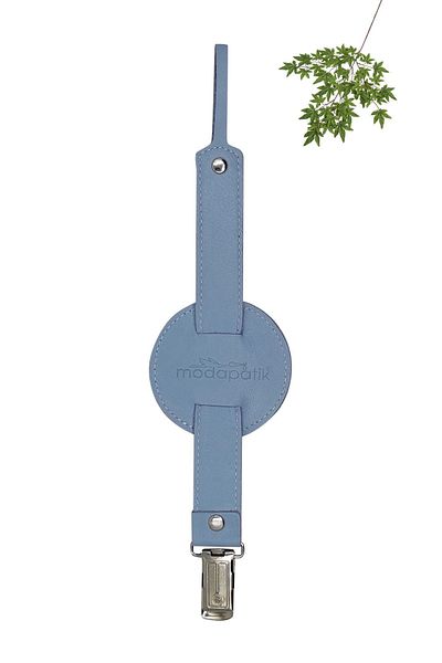MODAPATİK Genuine Leather Pacifier Strap Blue Crocodile