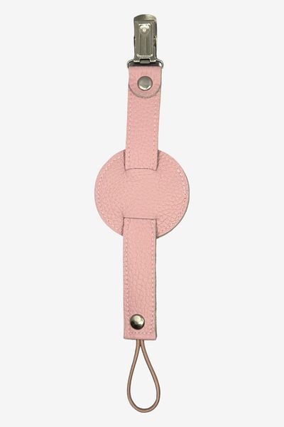 JMB Just My Baby Pink Reversible Leather Pacifier Strap - Heart Figure