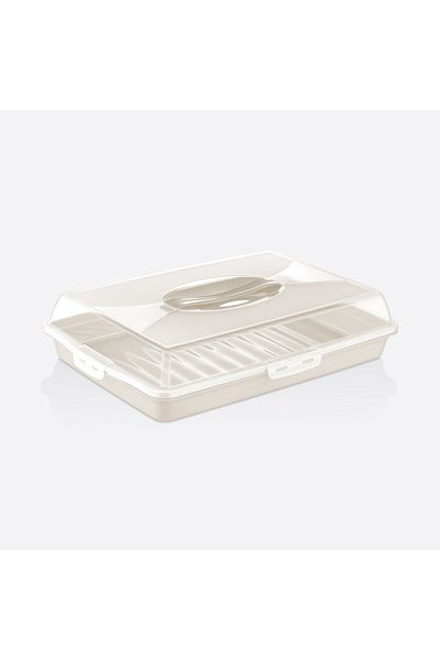 PONÇİK STORE Rectangular Cake Pastry Pastry Storage Container, Locked Pyrex Carrying Container Large Size 45cm