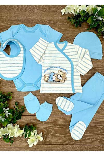 Renkli Puset 6-Piece Organic Cotton Baby Hospital Discharge Set - Welcome Bear