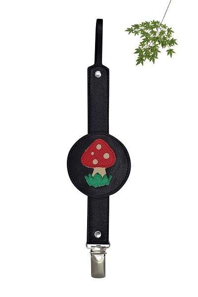 MODAPATİK Genuine Leather Pacifier Strap Navy Blue Mushroom