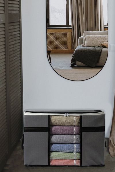 ADARYA HOME Αποθήκευση πουλόβερ με 5 παράθυρα - 50x40x30 (ΓΚΡΙ)