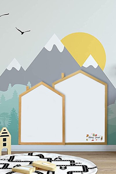 BİLMİŞ ÇOCUK Montessori Ahşap Manyetik Gerçek Metal Yüzeyli Ev Çocuk Yazı Tahtası Large Boy 70x97 Cm