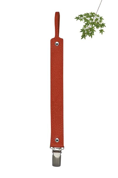JMB Just My Baby Orange Genuine Leather Pacifier Strap