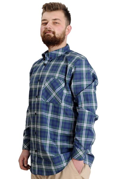 ModeXL Mode Xl Large Size Ανδρικό πουκάμισο καρό μακρυμάνικο 23300 σκούρο πράσινο