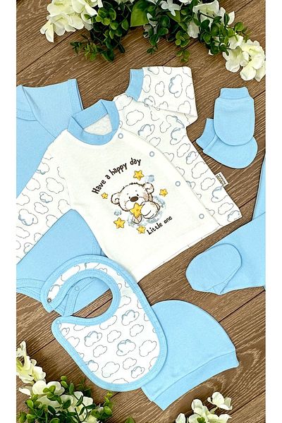 Renkli Puset 6-Piece Organic Cotton Baby Hospital Discharge Set - Bear Star Cloud