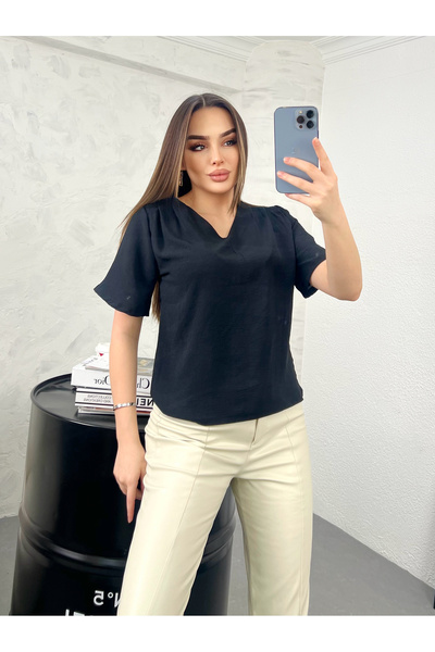 modavingo Μαύρη μπλούζα Aerobics - Πλισέ ώμου, σχέδιο Vyaka