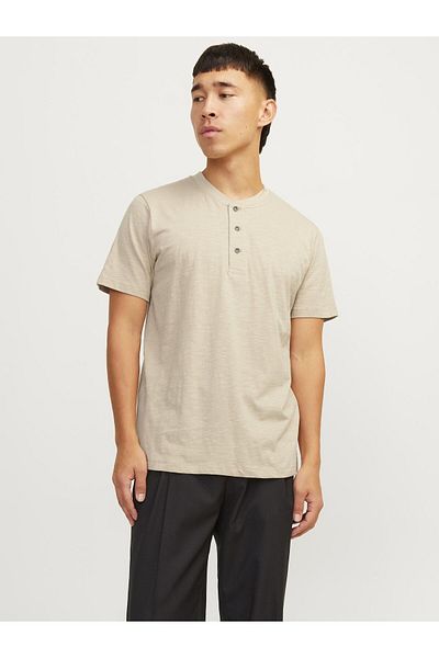 Jack & Jones Premium T-Shirt mit einfarbigem Mandarin-Kragen