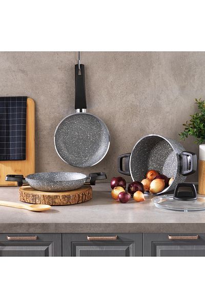Schafer Eternal Deep Pot 18cm + saucepan 18cm + pan 18cm - gray
