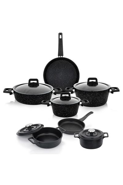 Schafer Dark Storm Pro Granite 12-Piece Cookware Set