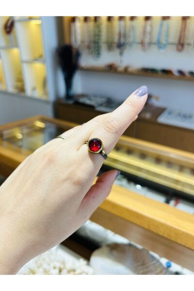 Luna Lal Taşlı Gümüş Yüzük