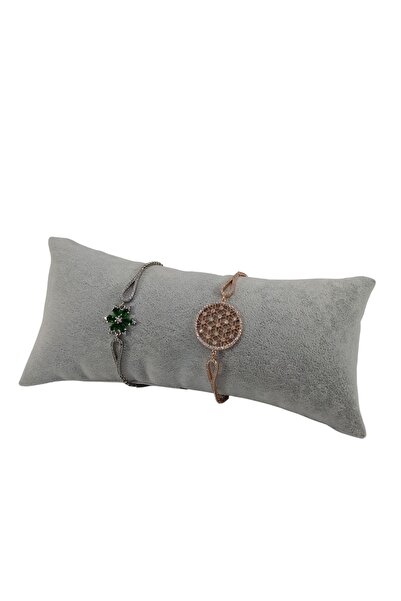 ÖZER KUTU سوار وساعة وسادة أصفاد رمادية متوسطة الحجم من جلد الغزال مقاس 8x17 سم