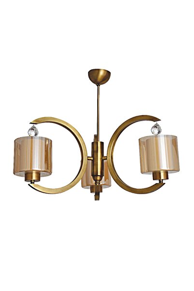 Avize çarşısı Boticelli 3lü Eskitme Sarkıt Camlı Taşlı Avize BS.7291-52-03T