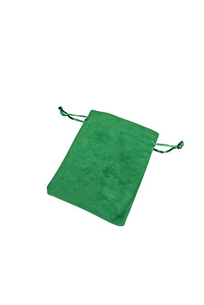 ÖZER KUTU Süet& Kadife Duble Kese Yeşil 10 Adet 9x12 cm Takı, Altın Kesesi (i...