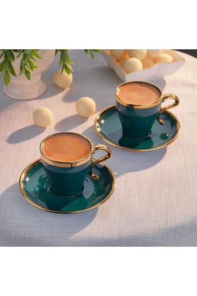 Schafer Vien 6-Person Coffee Cup Set 12 Pieces-Green