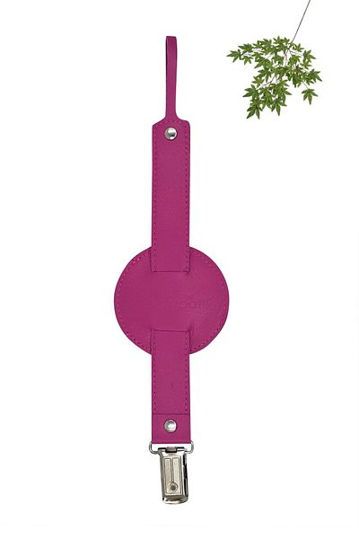 MODAPATİK Genuine Leather Pacifier Strap Fuchsia Cherry