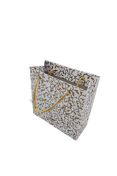 ÖZER KUTU Gold Patterned White (Pack of 50) Cardboard Bag 11x11