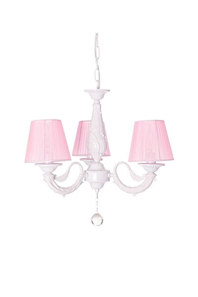 Umur Aydınlatma Albert 3'lü Beyaz Pembe Şapkalı Sarkıt Avize