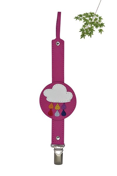 MODAPATİK Genuine Leather Pacifier Strap Fuchsia Cloud