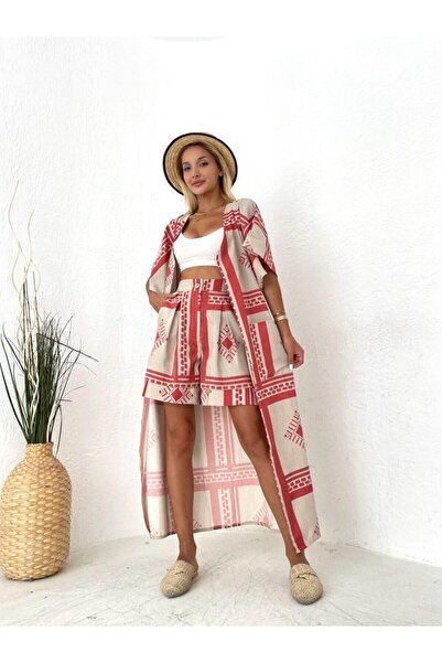 SHUGAA WOMEN'S LINEN SHORTS KIMINO SET