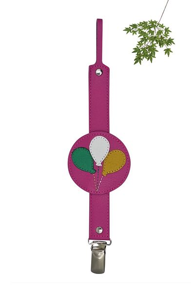MODAPATİK Genuine Leather Pacifier Strap Fuchsia Balloons