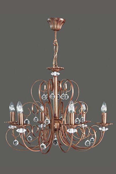 Avize çarşısı Laura 6 Kollu Avize Bordo Patine