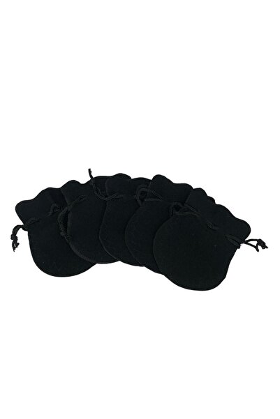 ÖZER KUTU Kadife Kese Siyah 50 Adet 6x8 Boy Takı, Altın Kesesi (ipli & Büzgülü)