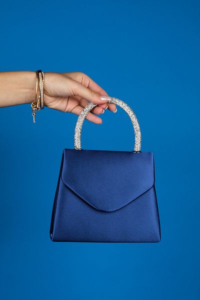 LuviShoes Blue Marine Satin Stone - Geantă de damă MONAKO