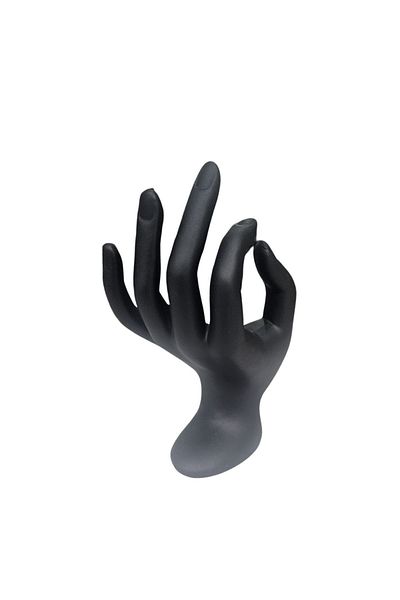 ÖZER KUTU Polyester Jewelry - Hand Shaped Ring Stand, Manikin Black, 1 Acrylic Black
