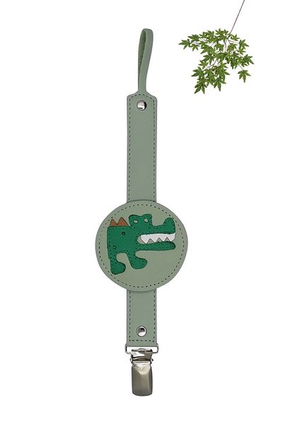 MODAPATİK Genuine Leather Pacifier Strap Water Green Crocodile
