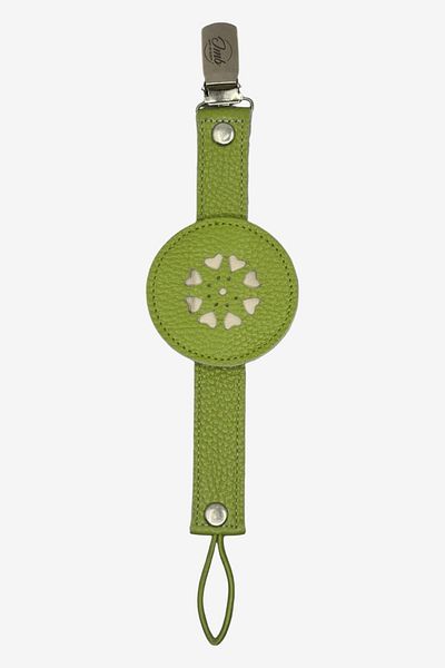 JMB Just My Baby Green Reversible Leather Pacifier Strap - Heart Figure