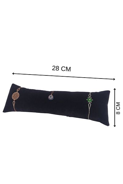 ÖZER KUTU Suede Pillow Organizer Μακρύ Μαύρο Βραχιόλι Ρολόι και Χειροπέδες 8x28 εκ.
