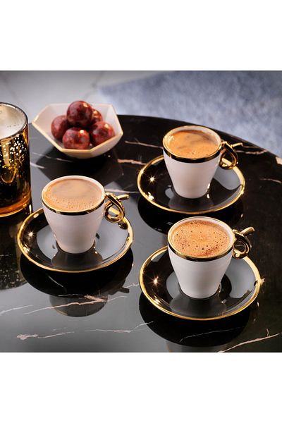 Schafer Vien 6-Person Coffee Cup Set 12 Pieces-White/Black