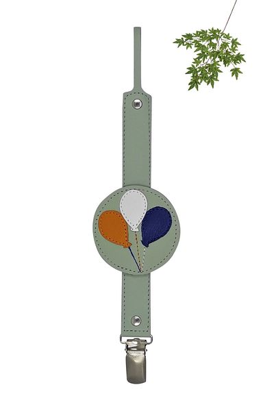 MODAPATİK Genuine Leather Pacifier Strap Water Green Balloons
