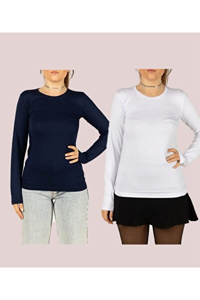 FATELLA Flexible Lycra Women's Bodysuit - Long Sleeve, Round Crew Neck, Set o...