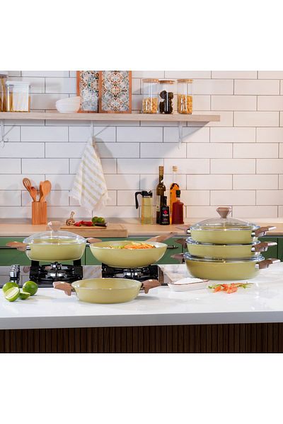 Schafer Fiesta Ceramic Pan 22 Cm-1 Piece-Green
