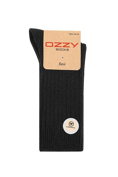 Ozzy Socks 1 чифт зимни черни мъжки чорапи за сън от агнешка вълна, меки на допир