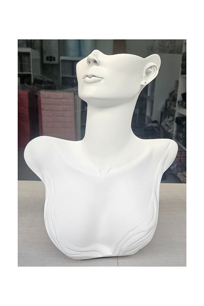 ÖZER KUTU Κολιέ & τσόκερ από πολυεστέρα και σκουλαρίκια Σώμα Επίδειξη Μανεκέν 32 εκ. Λευκό