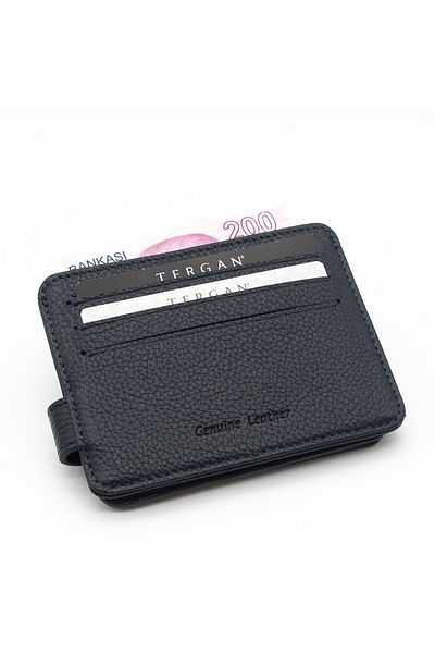 Tergan Men's Leather Wallet Navy Blue/Red - 1658U7M