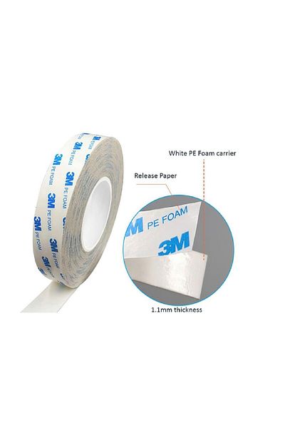 Hdg 3m Extra Strong Double Sided Foam Tape White - 15 mm Width - 9 Meters