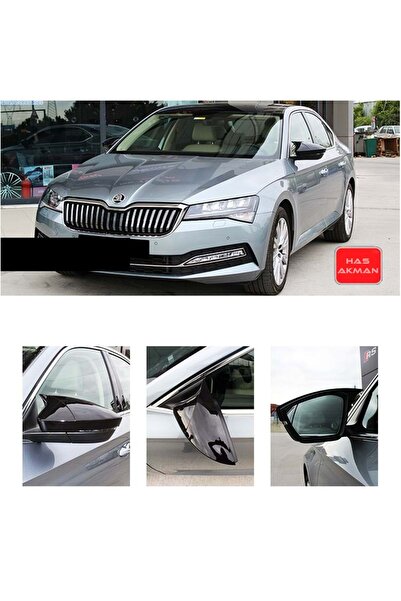 HasAkman Skoda Superb B8 Uyumlu Batman Yarasa Ayna Kapağı Piano Black 2015 20...