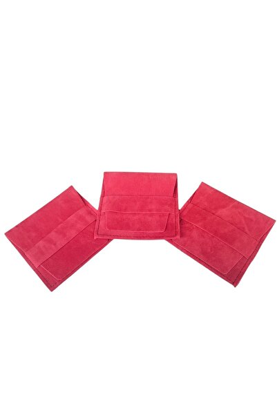 ÖZER KUTU Süet (Kemerli) Kese Fuşya 25 Adet 8x8 Boy Takı, Altın Kesesi