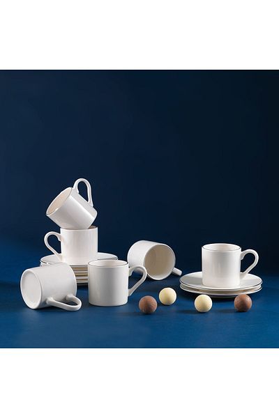 Schafer Fun 6-Person Coffee Cup Set-12 Pieces-platinum