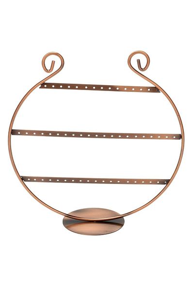 ÖZER KUTU Metal Earring Stand (27 Pairs of Earrings) Medium Size Oval Shaped Bronze, Earring Jewelry Organizing Organizer