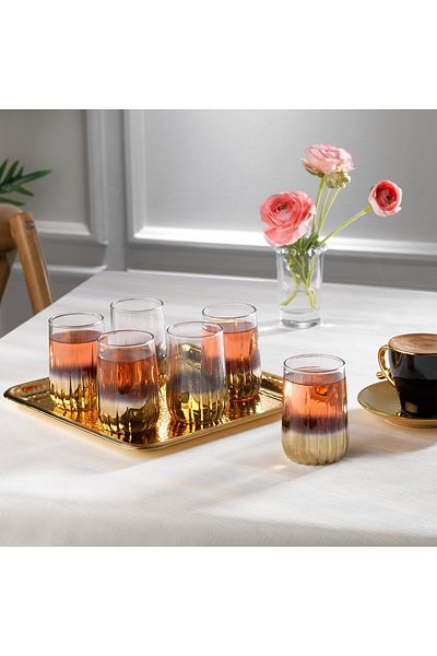 Schafer Supreme 6-Piece Coffee Side Water Glass Set-Gold