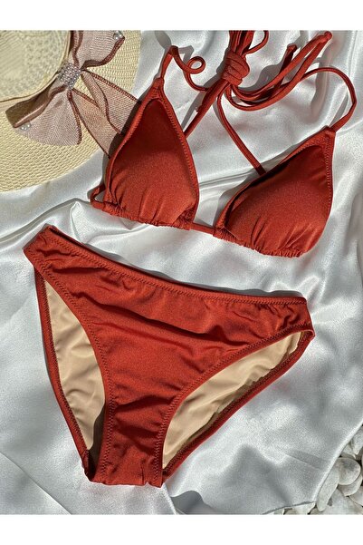 CS underwear Parlak kiremit bikini takım