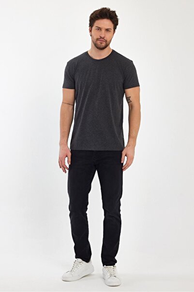 yakamor Ανδρικό μπλουζάκι με λαιμόκοψη σε σχήμα Ο, από χτενισμένο βαμβάκι